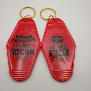 Handmade Red And Black Antisocial Motel Keychains